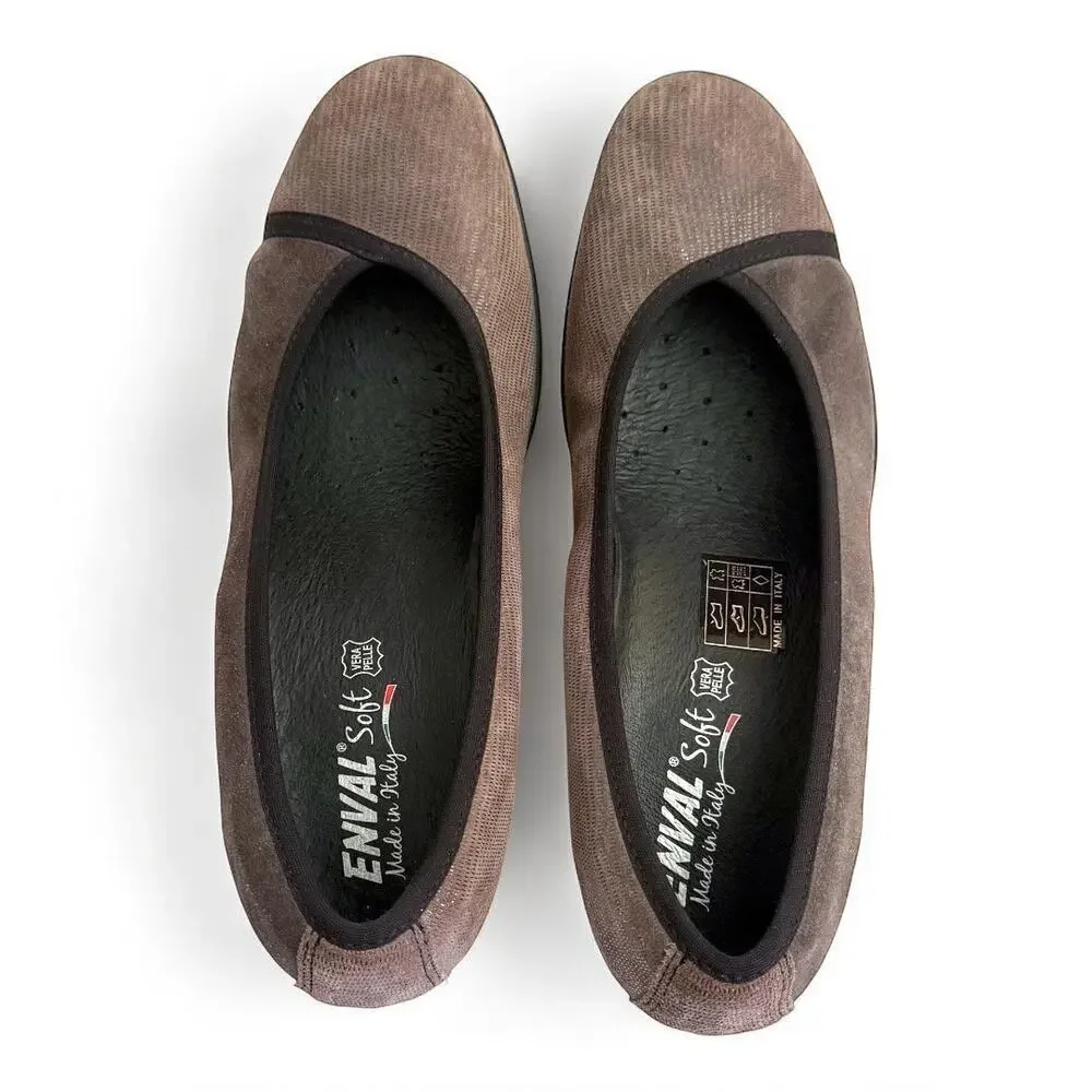 Enval Italian Leather Gray Suede Slip On Wedges - Size 41 | 10